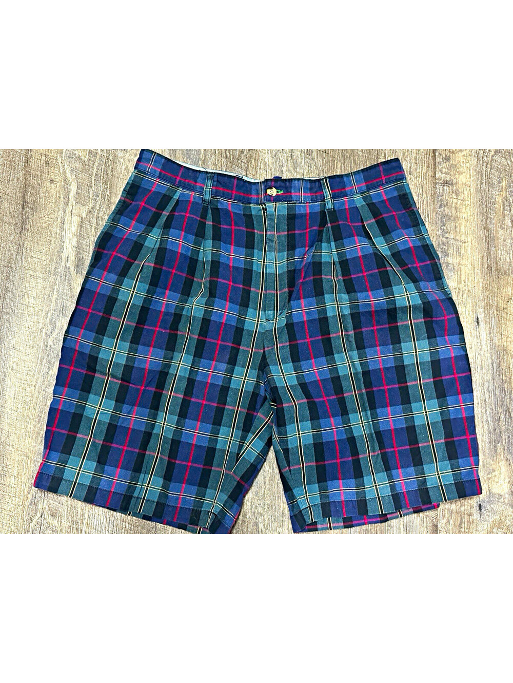 Vintage Tommy Hilfiger Men’s Plaid Cotton Pleated Shorts Classic Fit 8 In 90s